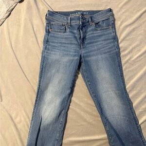 American Eagle Outfitters Women's Light Blue Kickboot Leg Jeans